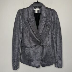 H&M Blazer Womens 2 Glittery Jacket Double Breasted Notch Lapels Lined